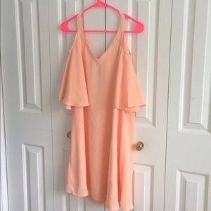 Peach Cold Shoulder shift dress